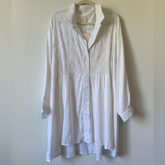 Bohme Flowy White Button Down Top - Size 3X - Picture 4 of 8